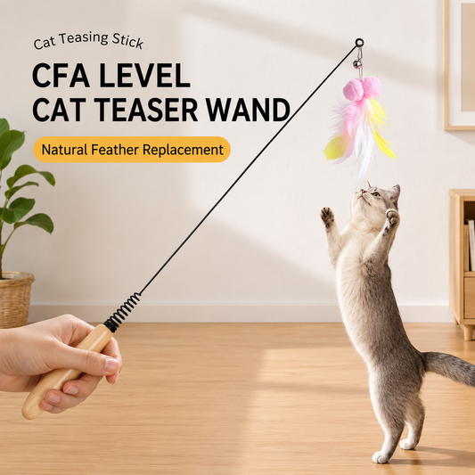 Interactive Cat Teaser Wand Toy with Feather Refill