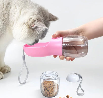 2-in-1 Portable Pet Water Bottle & Food Container for Dogs and Cats | Leak-Proof Travel Feeder