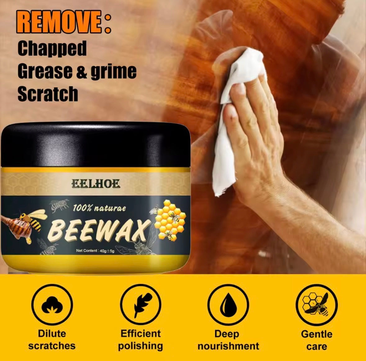 2 pack of Polishan Beeswax Furniture Polish 85g - Wood Furniture Cleaning Wood Wax