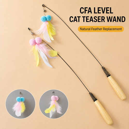 Interactive Cat Teaser Wand Toy with Feather Refill