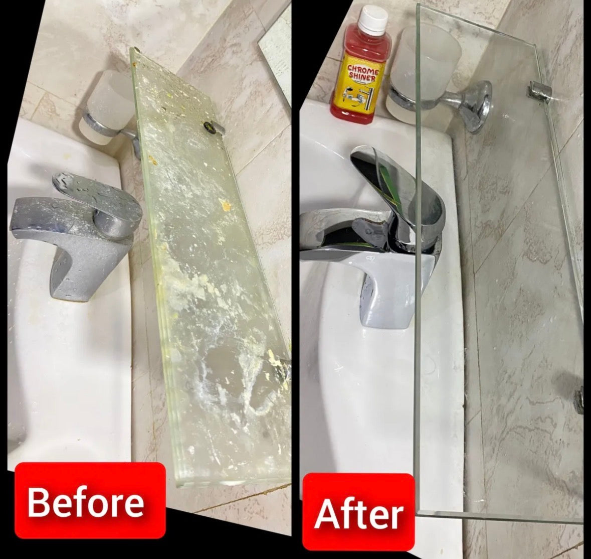 CHROME SHINER, Instant Shine, Tap cleaner, Glass Cleaner,  Chrome Plated and more sanitary fitting cleaner