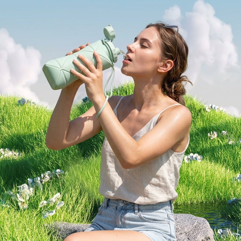 Portable water bottle | Silicone Foldable Travel Bottle | Leak-Proof & BPA-Free |Lightweight | Perfect for Hiking,university ,Gym, Office & Outdoor Adventures