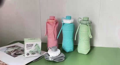 Portable water bottle | Silicone Foldable Travel Bottle | Leak-Proof & BPA-Free |Lightweight | Perfect for Hiking,university ,Gym, Office & Outdoor Adventures